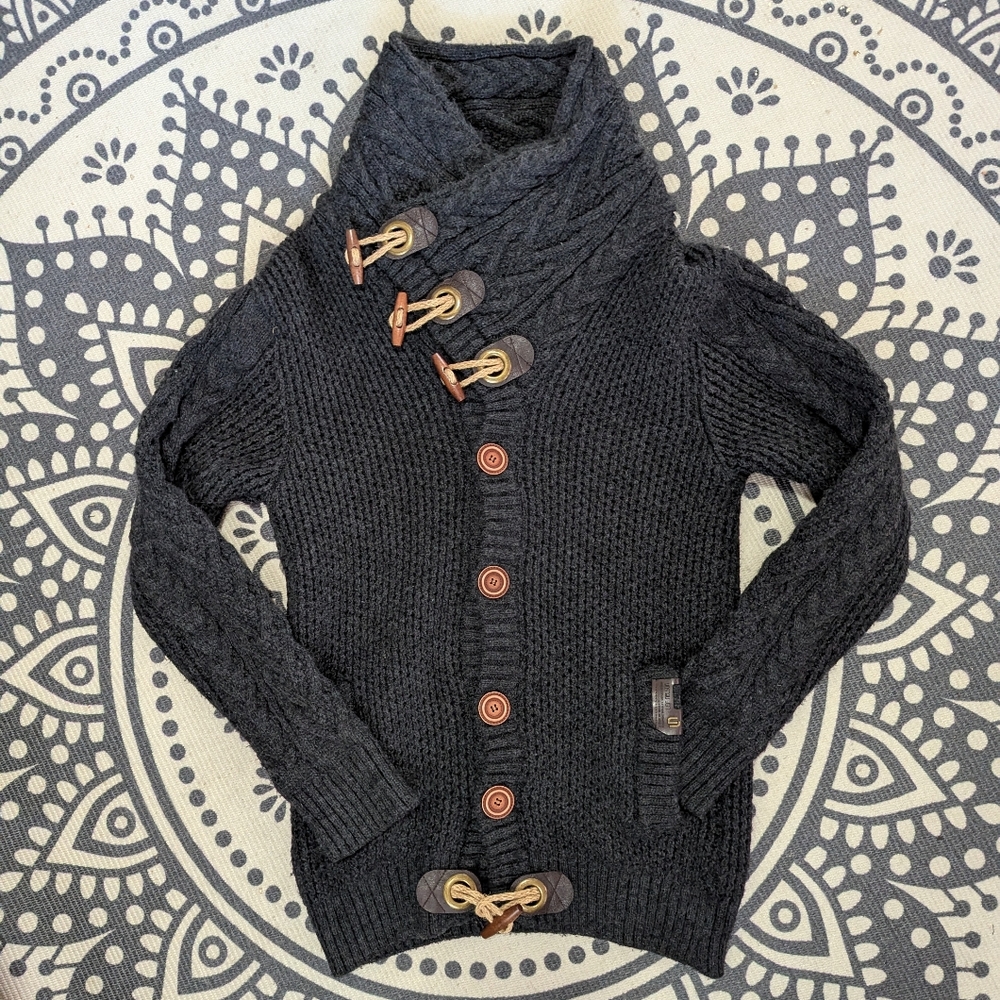 Men's Leif Nelson Black Cable Knit Sweater Size Medium